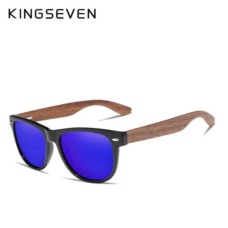 KINGSEVEN 2019 Black Walnut Sunglasses Wood Polarized Sunglasses Men UV Protection Eyewear With Wood Box Oculos 1