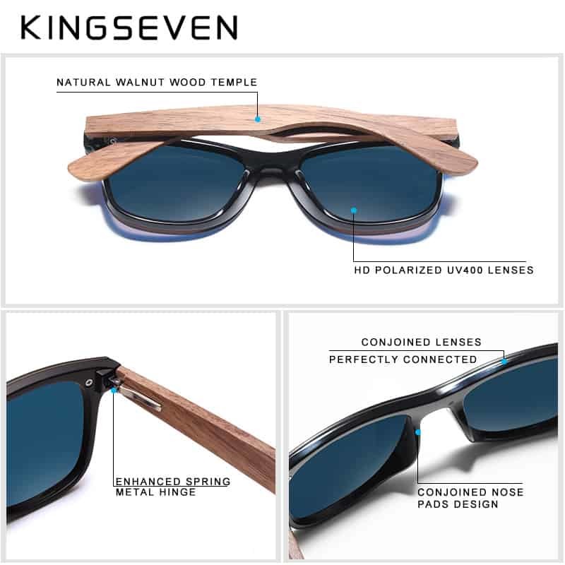 KINGSEVEN 2019 Handmade Polarized Walnut Wood Sunglasses Fashion Men Women Brand Design Colorful Sun Glasses Mirror 3
