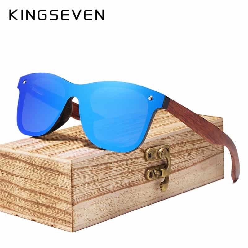 KINGSEVEN Brand 2019 Wooden Vintage Sunglasses Men Polarized Flat Lens Rimless Square Frame Women Sun Glasses 1