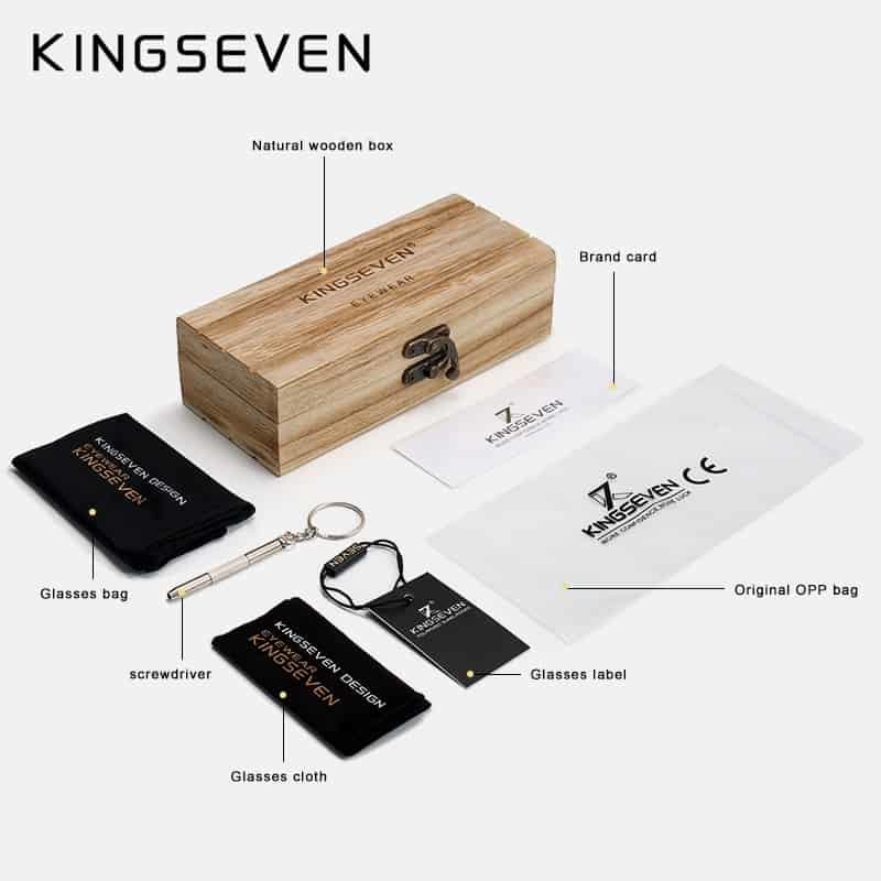 KINGSEVEN Brand 2019 Wooden Vintage Sunglasses Men Polarized Flat Lens Rimless Square Frame Women Sun Glasses 5