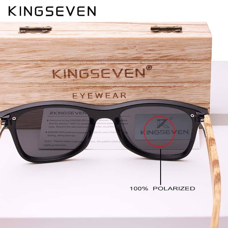 KINGSEVEN Gray Polarized Lens New Zebra Wood Sunglasses Women Men Luxury Brand Vintage Wooden Sun Glasses 3