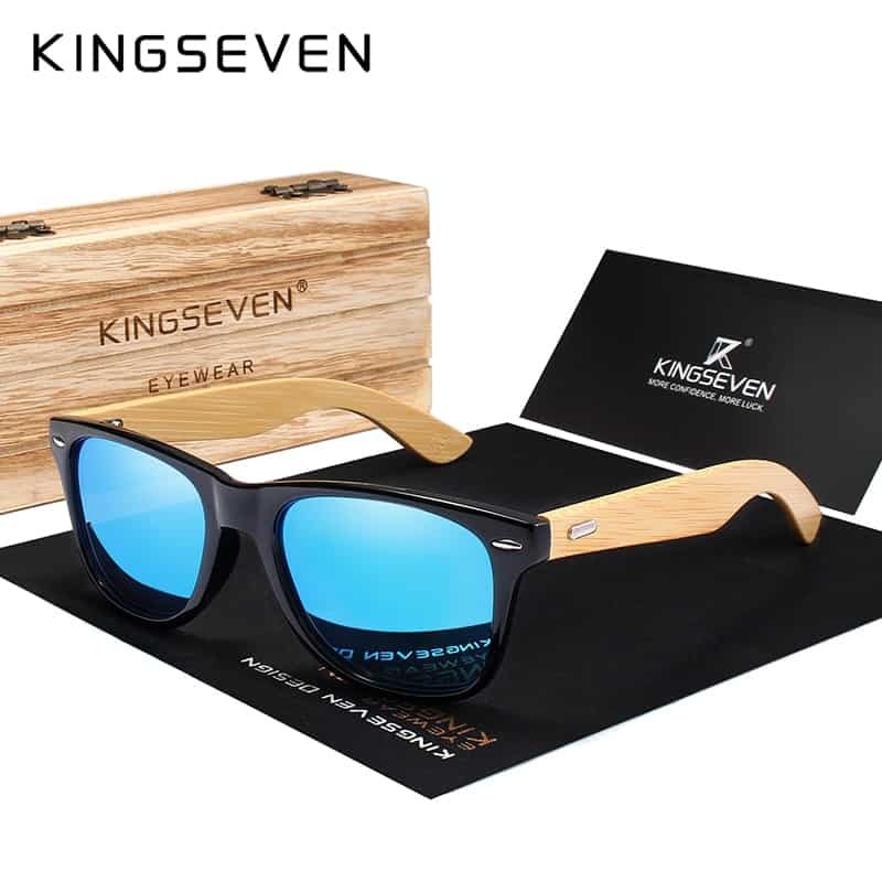 Bamboo Sunglasses Men and Women All In KINGSEVEN DESIGN Sun Glasses Polarized Vintage Travel Eyewear Mirror 2