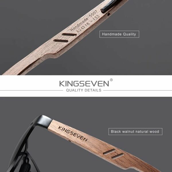 KINGSEVEN Aluminum Walnut Wooden Handmade Sunglasses W5507 – US Only 2