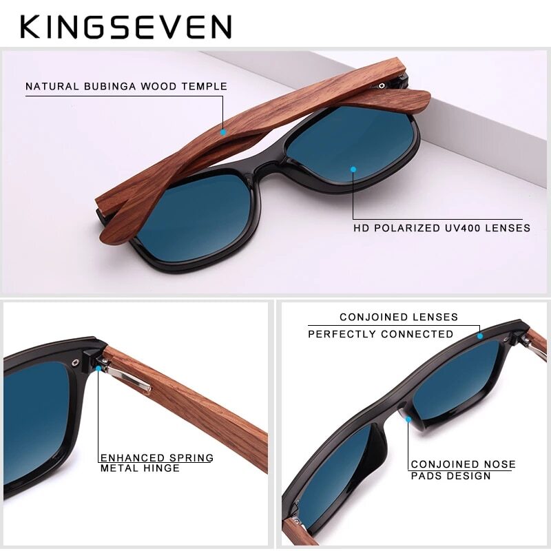 KINGSEVEN Fashion Natural Wooden Sunglasses Men Polarized B5504 – US Only 4