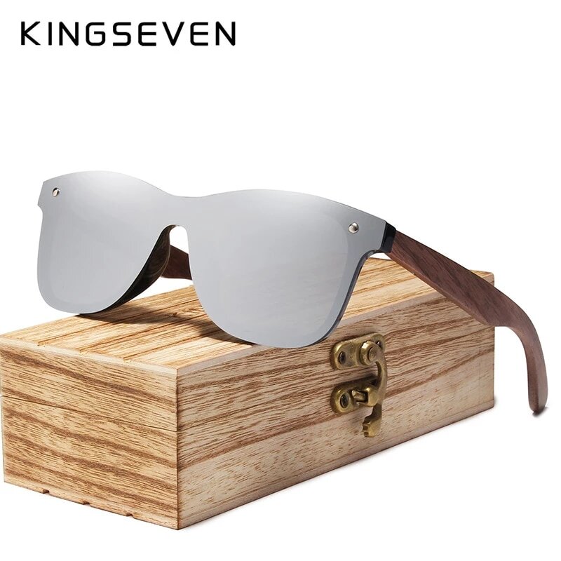 KINGSEVEN Men Fashion Sunglasses Polarized Walnut Wood W5504 – US Only 1