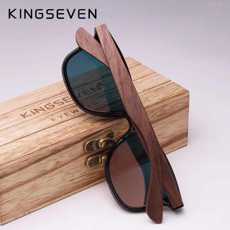KINGSEVEN Men Fashion Sunglasses Polarized Walnut Wood W5504 – US Only 2