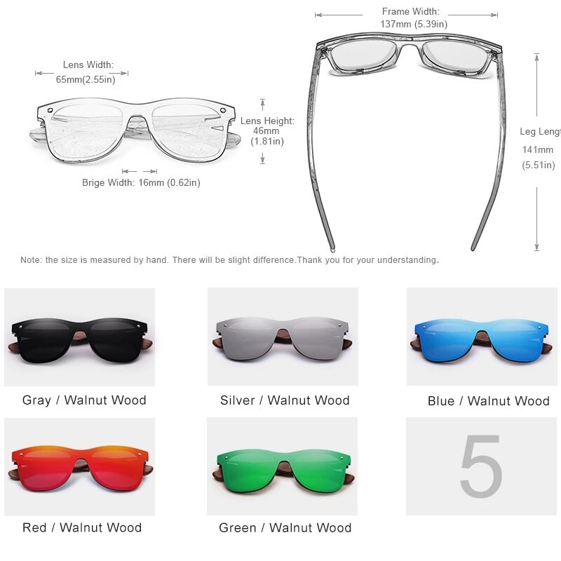 KINGSEVEN Men Fashion Sunglasses Polarized Walnut Wood W5504 – US Only 3