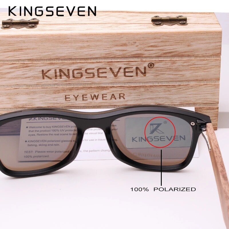 KINGSEVEN Men Fashion Sunglasses Polarized Walnut Wood W5504 – US Only 4