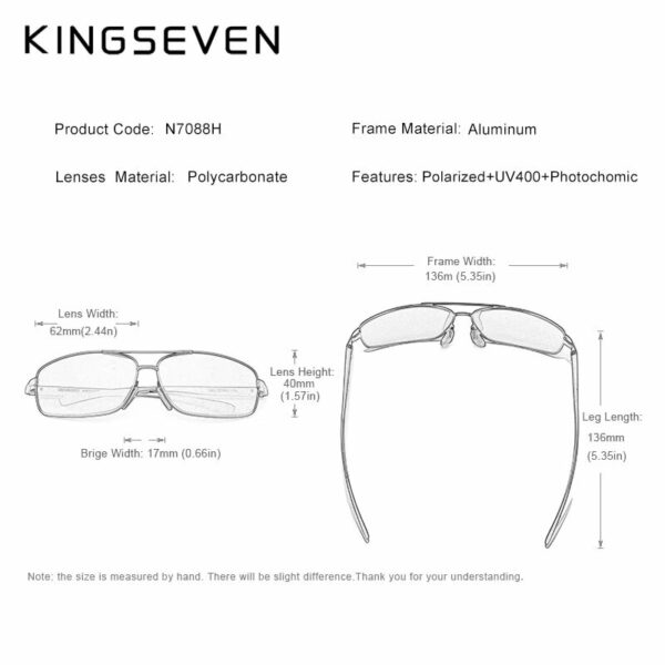 KINGSEVEN New Photochromic Sunglasses Men Polarized N7088 – US Only 3