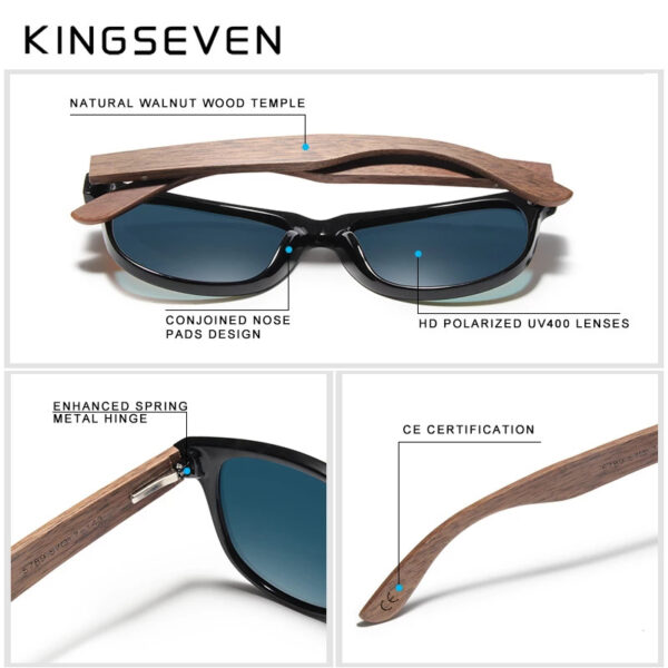 KINGSEVEN Wood Polarized Sunglasses Men UV Protection W5789 – US Only 4